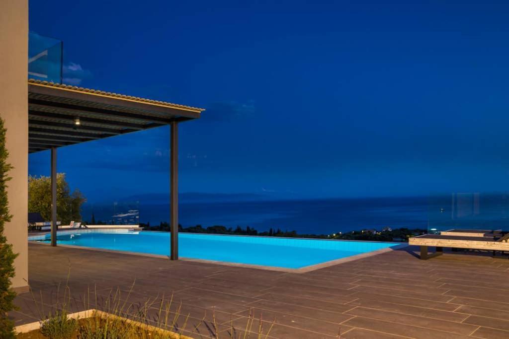 New Villa Blue With Private Pool At Trapezaki Livathos  Bagian luar foto